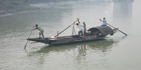 A boat on Ganges in Calcutta used as a banner for books for Bo-Tree House