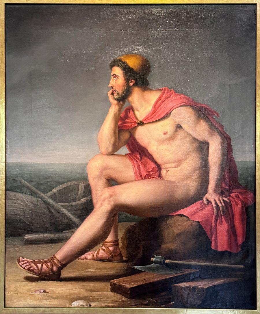 Odysseus sitting on Calypso’s island by Johann Beck