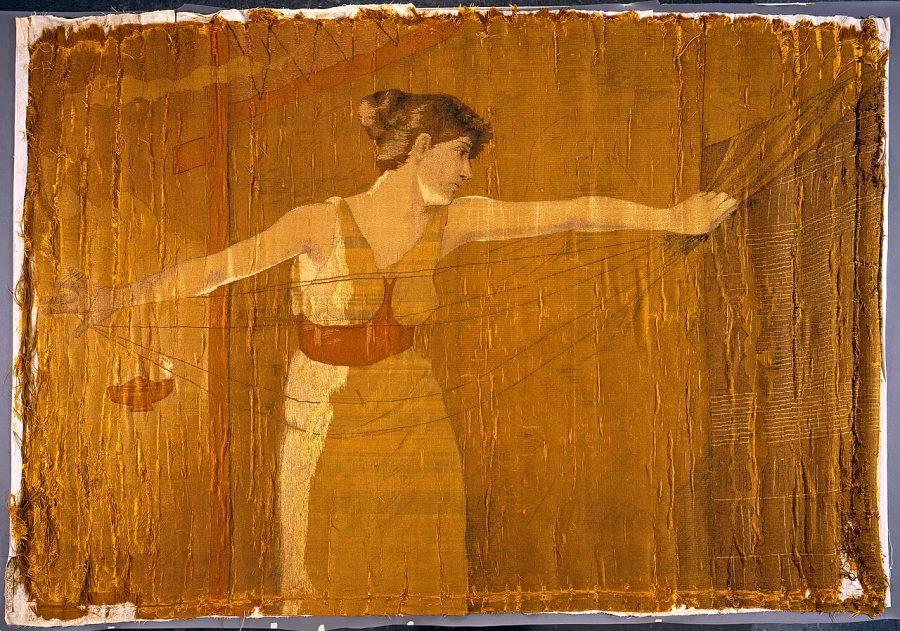 Penelope unraveling the shroud she weaves for her father-in-law at night