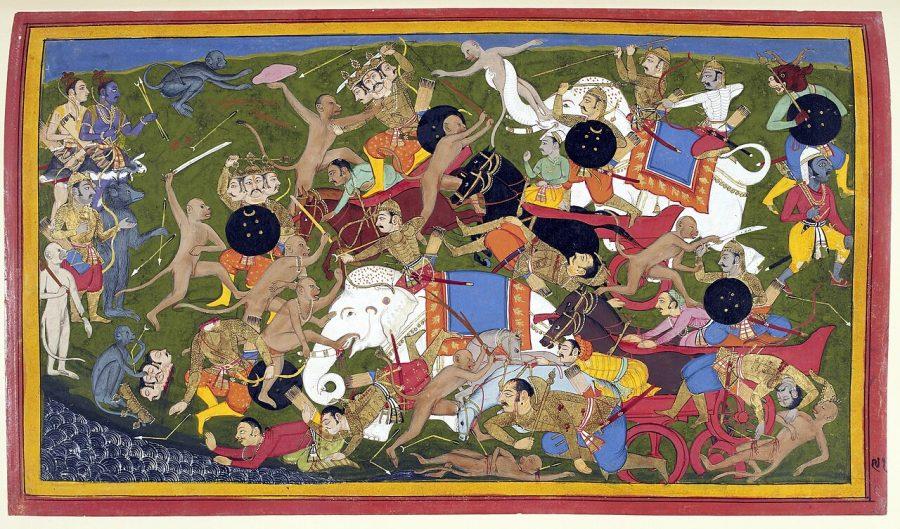 The battle scene at Lanka in the Ramayana by By Sahibdin